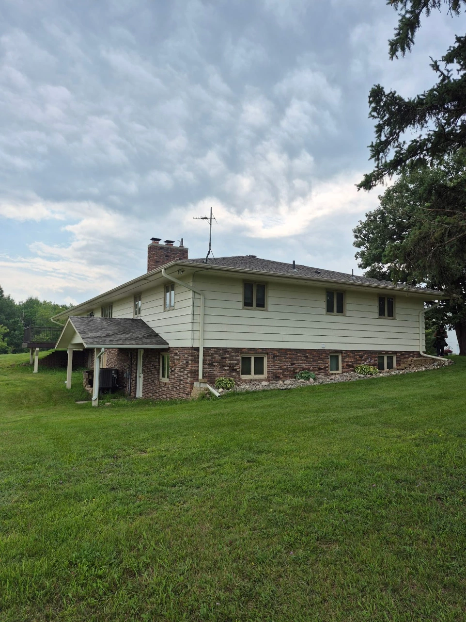 Seamless gutter installation on residential home in International Falls